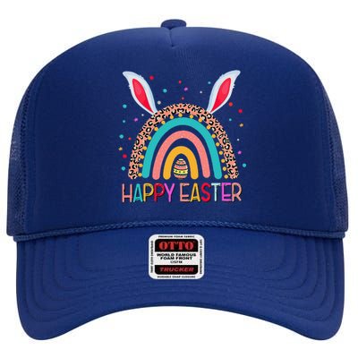 Funny Happy Easter Y'all Rainbow Funny Gnome Women High Crown Mesh Back Trucker Hat