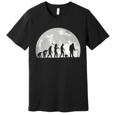 Fisherman Human Evolution Moon Vintage Fishing Premium T-Shirt