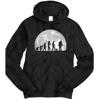 Fisherman Human Evolution Moon Vintage Fishing Tie Dye Hoodie