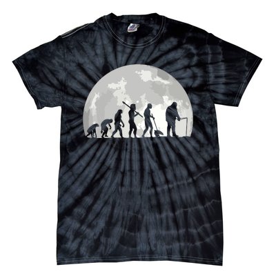 Fisherman Human Evolution Moon Vintage Fishing Tie-Dye T-Shirt