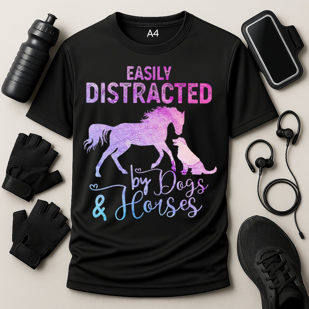 Funny Horse  Easily Distracted Cooling Performance Crew T-Shirt
