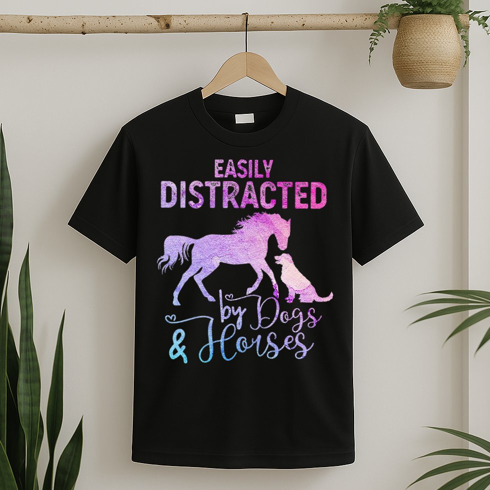 Funny Horse  Easily Distracted T-Shirt