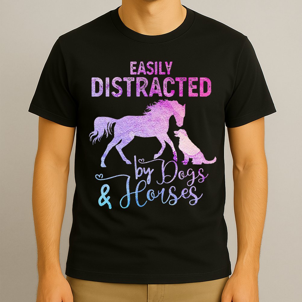 Funny Horse  Easily Distracted T-Shirt