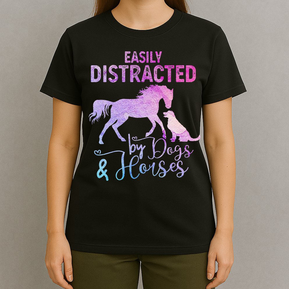 Funny Horse  Easily Distracted T-Shirt