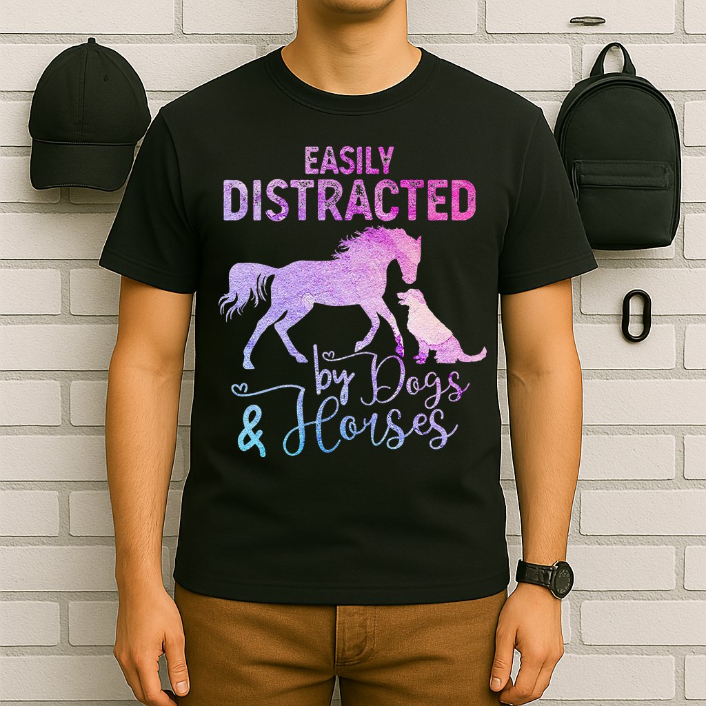 Funny Horse  Easily Distracted T-Shirt