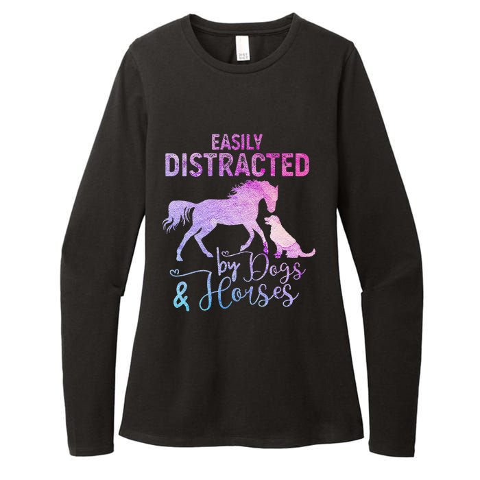 Funny Horse  Easily Distracted Womens CVC Long Sleeve Shirt