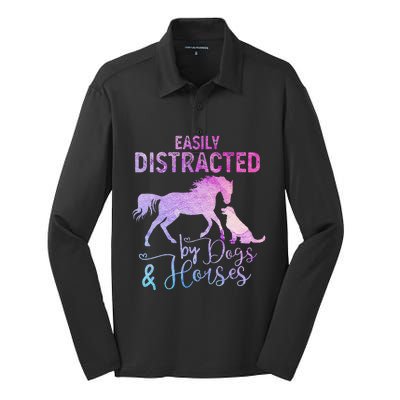 Funny Horse  Easily Distracted Silk Touch Performance Long Sleeve Polo