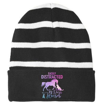 Funny Horse  Easily Distracted Striped Beanie with Solid Band