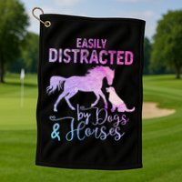 Funny Horse  Easily Distracted Golf Towel