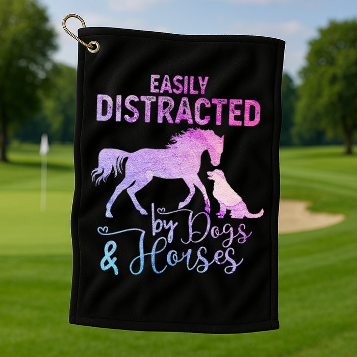 Funny Horse  Easily Distracted Golf Towel