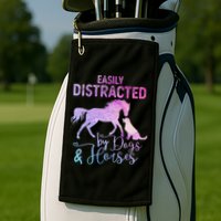 Funny Horse  Easily Distracted Golf Towel