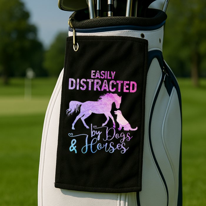 Funny Horse  Easily Distracted Golf Towel