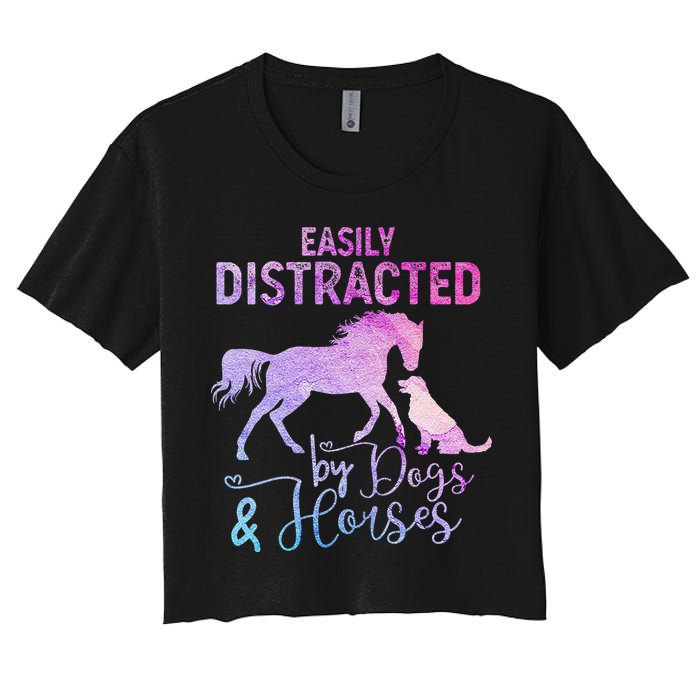 Funny Horse  Easily Distracted Women's Crop Top Tee