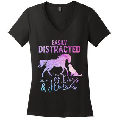 Funny Horse  Easily Distracted Women's V-Neck T-Shirt