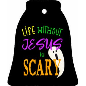 FaithFilled Halloween Embracing the Power of Jesus Ceramic Bell Ornament