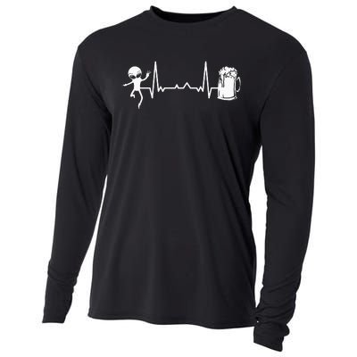 funny Heartbeat EKG Extraterrestrial Alien Cooling Performance Long Sleeve Crew