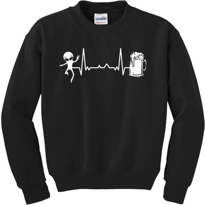 funny Heartbeat EKG Extraterrestrial Alien Kids Sweatshirt