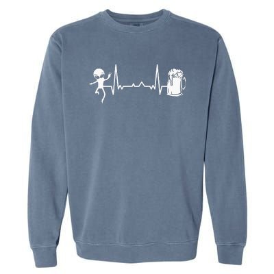 funny Heartbeat EKG Extraterrestrial Alien Garment-Dyed Sweatshirt