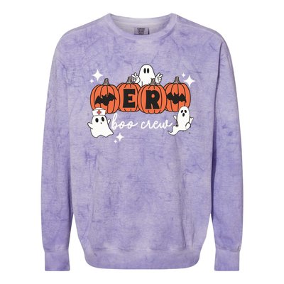 Funny Halloween Er Boo Crew Emergency Room Nurse Halloween Gift Colorblast Crewneck Sweatshirt