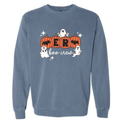 Funny Halloween Er Boo Crew Emergency Room Nurse Halloween Gift Garment-Dyed Sweatshirt