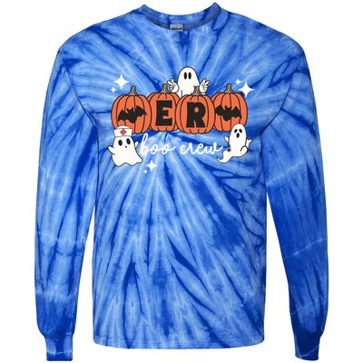 Funny Halloween Er Boo Crew Emergency Room Nurse Halloween Gift Tie-Dye Long Sleeve Shirt