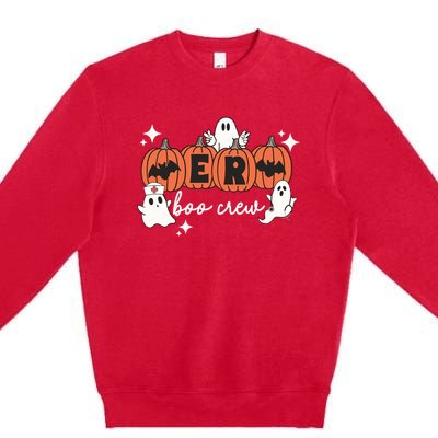 Funny Halloween Er Boo Crew Emergency Room Nurse Halloween Gift Premium Crewneck Sweatshirt