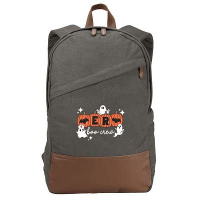 Funny Halloween Er Boo Crew Emergency Room Nurse Halloween Gift Cotton Canvas Backpack