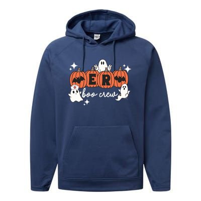 Funny Halloween Er Boo Crew Emergency Room Nurse Halloween Gift Performance Fleece Hoodie