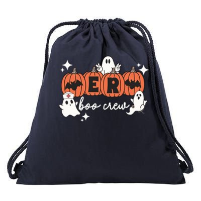 Funny Halloween Er Boo Crew Emergency Room Nurse Halloween Gift Drawstring Bag