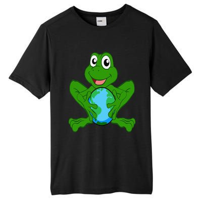 Frog Holding Earth Day Cute Animal Save The Planet Tall Fusion ChromaSoft Performance T-Shirt