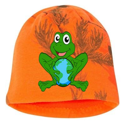 Frog Holding Earth Day Cute Animal Save The Planet Kati - Camo Knit Beanie