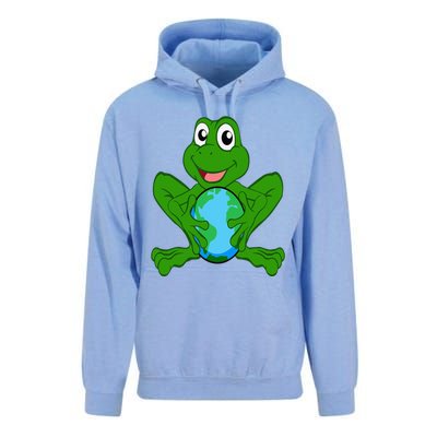 Frog Holding Earth Day Cute Animal Save The Planet Unisex Surf Hoodie