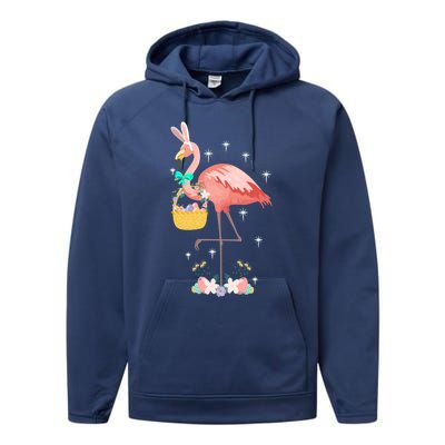 Flamingo Happy Easter Egg Hunt Rabbit Ears Hidden Eggs Gift Performance Fleece Hoodie