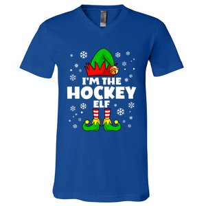 Funny Hockey Elf Family Matching Group Happy Christmas Meaningful Gift V-Neck T-Shirt