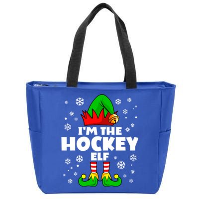 Funny Hockey Elf Family Matching Group Happy Christmas Meaningful Gift Zip Tote Bag