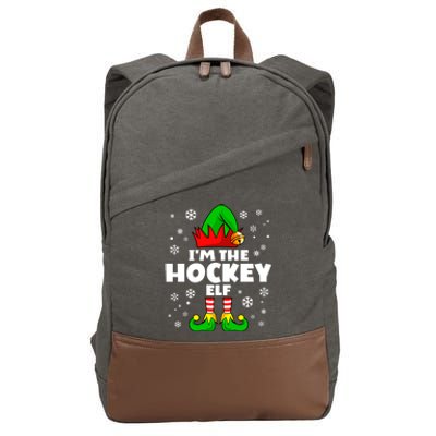 Funny Hockey Elf Family Matching Group Happy Christmas Meaningful Gift Cotton Canvas Backpack