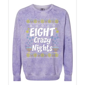 Funny Hanukkah Eight Crazy Nights Jewish Colorblast Crewneck Sweatshirt