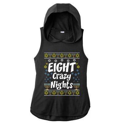 Funny Hanukkah Eight Crazy Nights Jewish Ladies PosiCharge Tri-Blend Wicking Draft Hoodie Tank