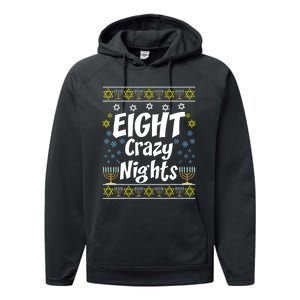 Funny Hanukkah Eight Crazy Nights Jewish Performance Fleece Hoodie