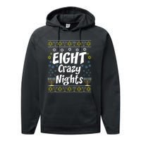 Funny Hanukkah Eight Crazy Nights Jewish Performance Fleece Hoodie