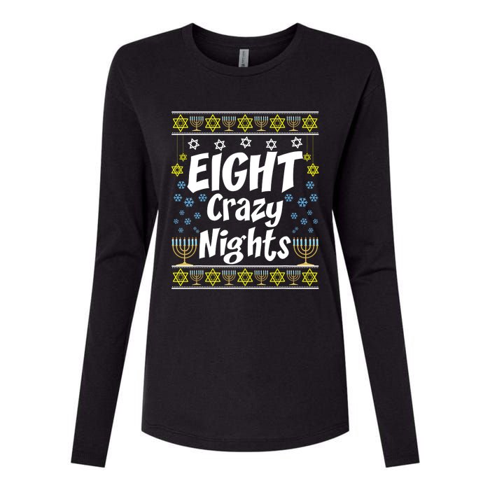 Funny Hanukkah Eight Crazy Nights Jewish Womens Cotton Relaxed Long Sleeve T-Shirt