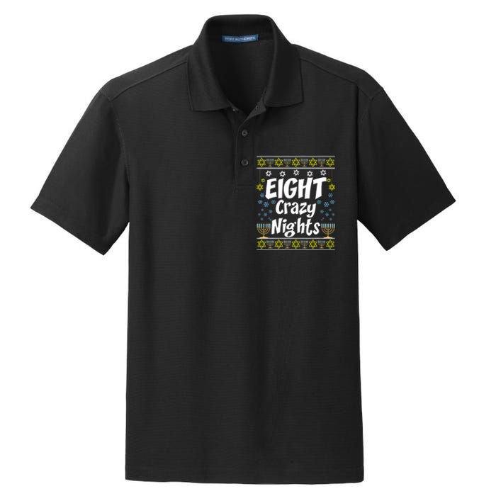 Funny Hanukkah Eight Crazy Nights Jewish Dry Zone Grid Polo