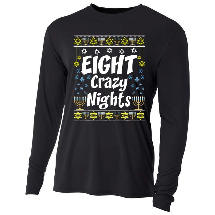 Funny Hanukkah Eight Crazy Nights Jewish Cooling Performance Long Sleeve Crew