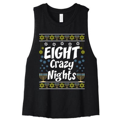 Funny Hanukkah Eight Crazy Nights Jewish Women's Racerback Cropped Tank