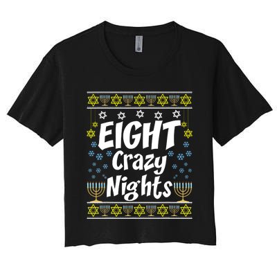 Funny Hanukkah Eight Crazy Nights Jewish Women's Crop Top Tee