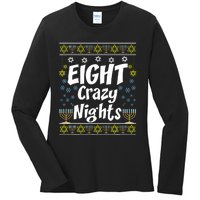 Funny Hanukkah Eight Crazy Nights Jewish Ladies Long Sleeve Shirt