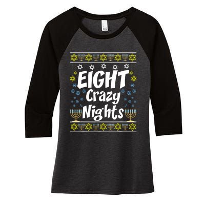 Funny Hanukkah Eight Crazy Nights Jewish Women's Tri-Blend 3/4-Sleeve Raglan Shirt