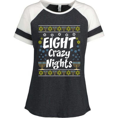 Funny Hanukkah Eight Crazy Nights Jewish Enza Ladies Jersey Colorblock Tee