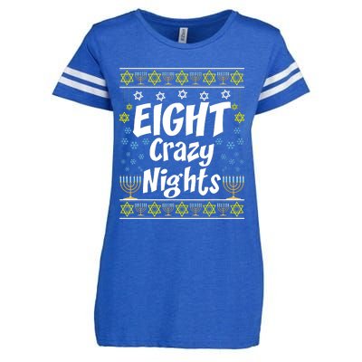 Funny Hanukkah Eight Crazy Nights Jewish Enza Ladies Jersey Football T-Shirt