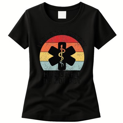 Funny Husband Emotional Support Husband Do Not Pet Womens T-Shirt